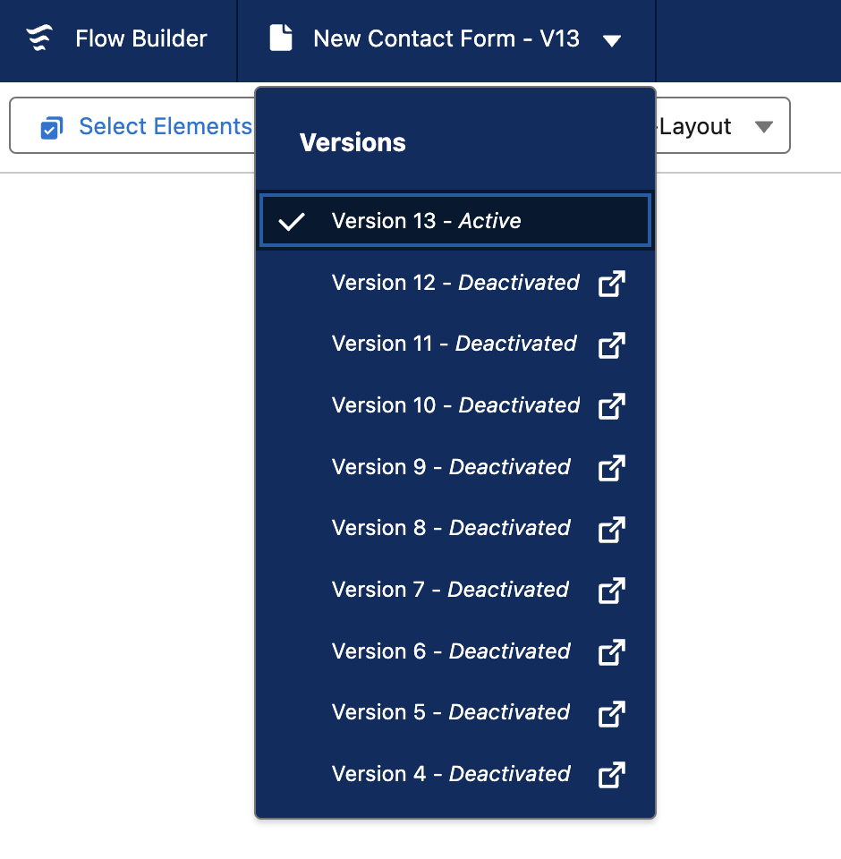 Open Flow Versions From Canvas